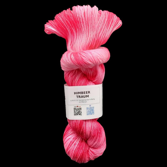 Sockenwolle LUXUS 22 "HIMBEERTRAUM" | 4-fädig | 100g | handgefärbt | B220