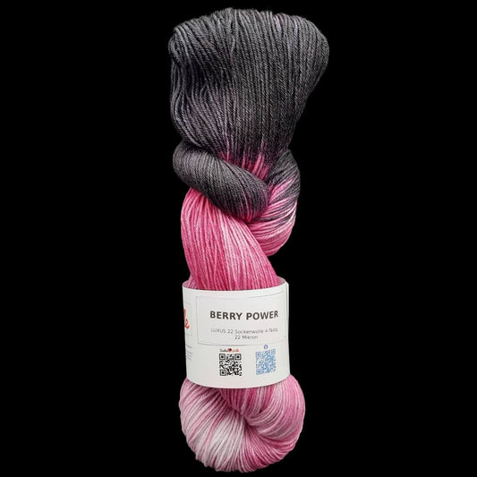 Sockenwolle LUXUS 22 "BERRY POWER" | 4-fädig | 100g | handgefärbt | B221