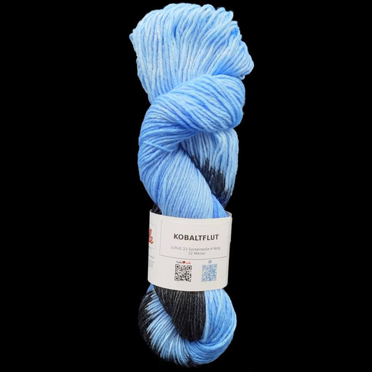 Sockenwolle LUXUS 22 "KOBALTFLUT" | 6-fädig | 100g | handgefärbt | 221