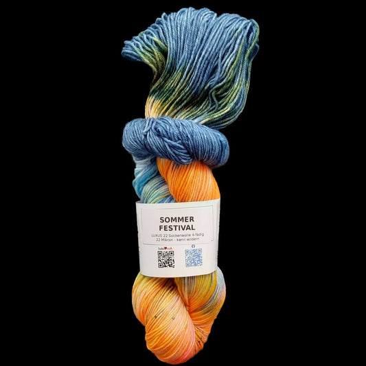 Sockenwolle LUXUS 22 "SOMMERFESTIVAL" | 4-fädig | 100g | handgefärbt | B223