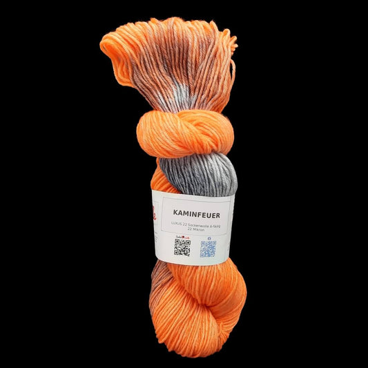 Sockenwolle LUXUS 22 "KAMINFEUER" | 6-fädig | 100g | handgefärbt | 224