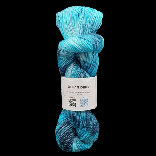 Sockenwolle LUXUS 22 "OCEAN DEEP" | 4-fädig | 100g | handgefärbt | B224