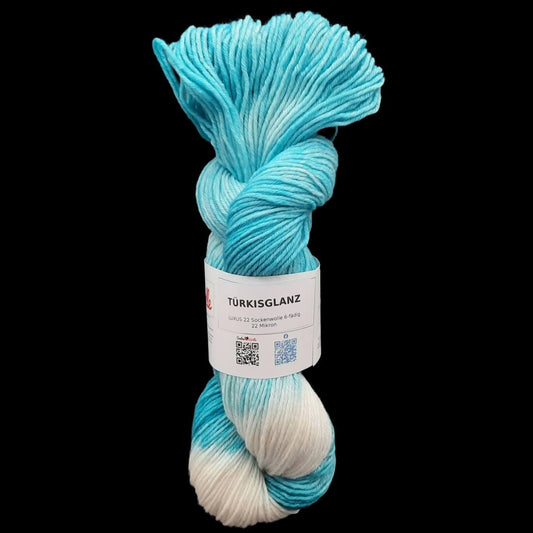 Sockenwolle LUXUS 22 "TÜRKISGLANZ" | 6-fädig | 100g | handgefärbt | 225