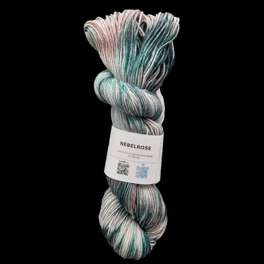 Sockenwolle LUXUS 22 "NEBELROSE" | 6-fädig | 100g | handgefärbt | 226