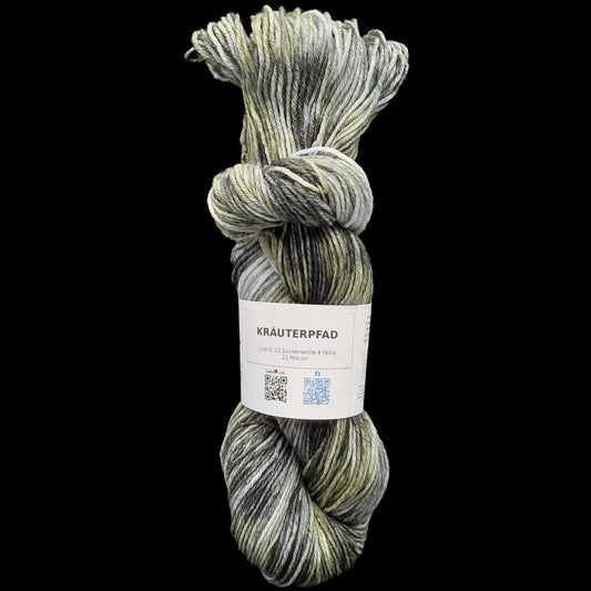 Sockenwolle LUXUS 22 "KRÄUTERPFAD" | 6-fädig | 100g | handgefärbt | 228