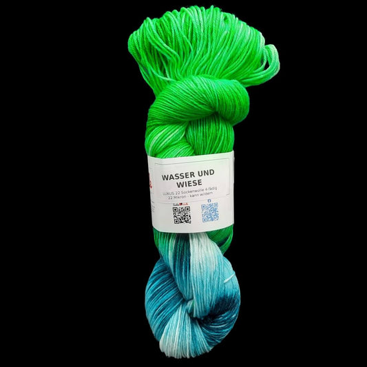 Sockenwolle LUXUS 22 "WASSER UND WIESE" | 4-fädig | 100g | handgefärbt | B228