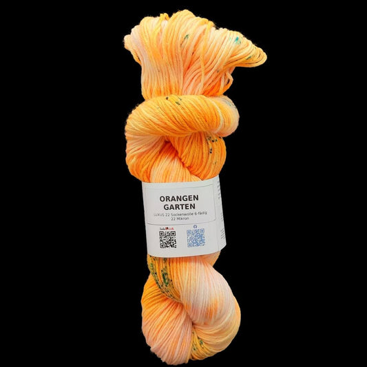Sockenwolle LUXUS 22 "ORANGENGARTEN" | 6-fädig | 100g | handgefärbt | 229
