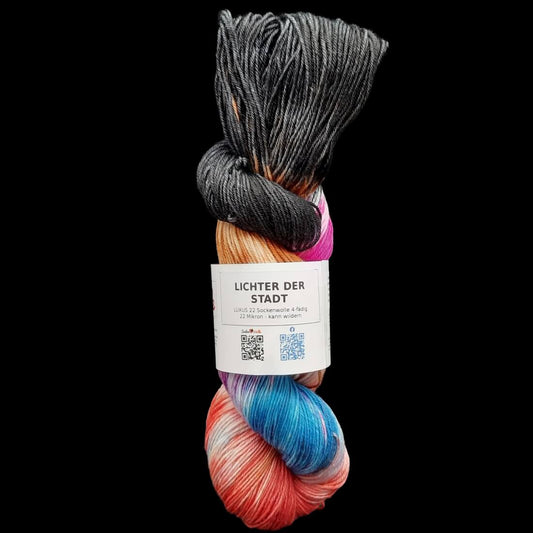 Sockenwolle LUXUS 22 "LICHTER DER STADT" | 4-fädig | 100g | handgefärbt | B235