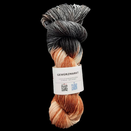 Sockenwolle LUXUS 22 "GEWÜRZMARKT" | 6-fädig | 100g | kann wildern | 236