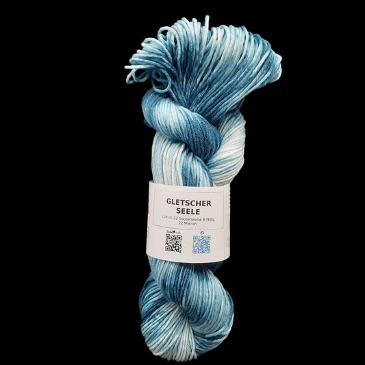 Sockenwolle LUXUS 22 "GLETSCHERSEELE" | 8-fädig | 100g | handgefärbt | 247