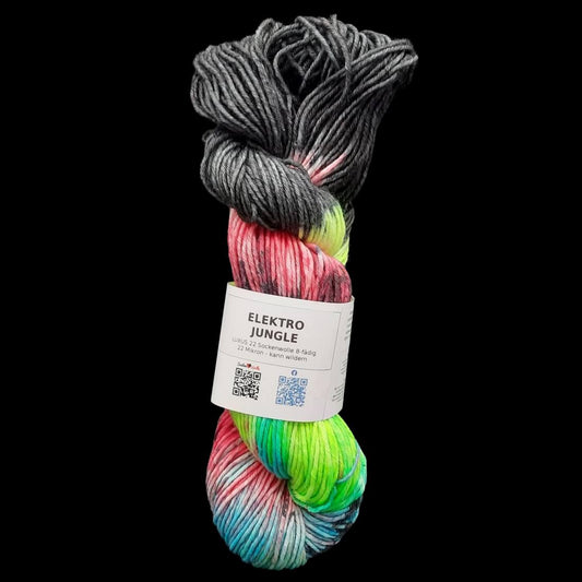Sockenwolle LUXUS 22 "ELEKTRO JUNGLE" | 8-fädig | 100g | kann wildern | 248