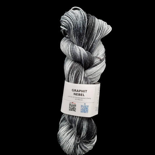 Sockenwolle LUXUS 22 "GRAPHITNEBEL" | 8-fädig | 100g | handgefärbt | 249
