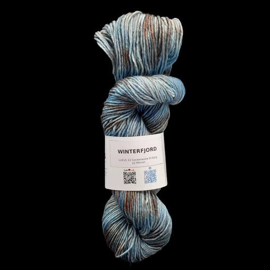Sockenwolle LUXUS 22 "WINTERFJORD" | 8-fädig | 100g | handgefärbt | 254