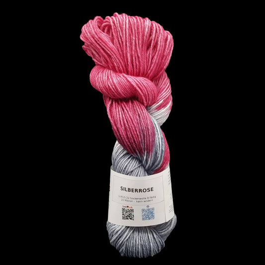 Sockenwolle LUXUS 22 "SILBERROSE" | 8-fädig | 100g | kann wildern | 257