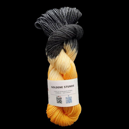 Sockenwolle LUXUS 22 "GOLDENE STUNDE" | 8-fädig | 100g | kann wildern | 258