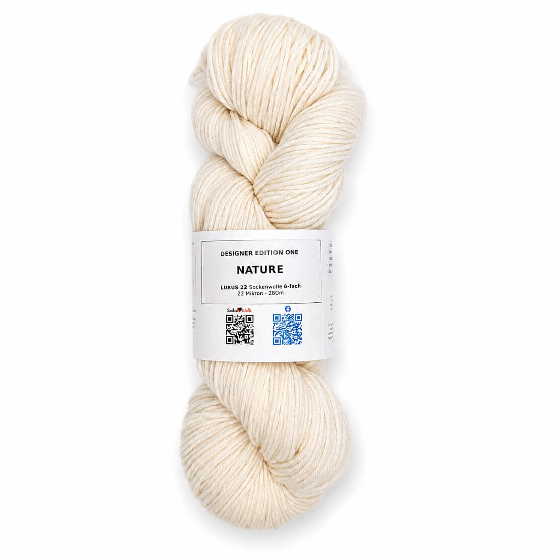Sockenwolle LUXUS 22 "NATURE" | 6-fädig | 100g | handgefärbt – naturweiß