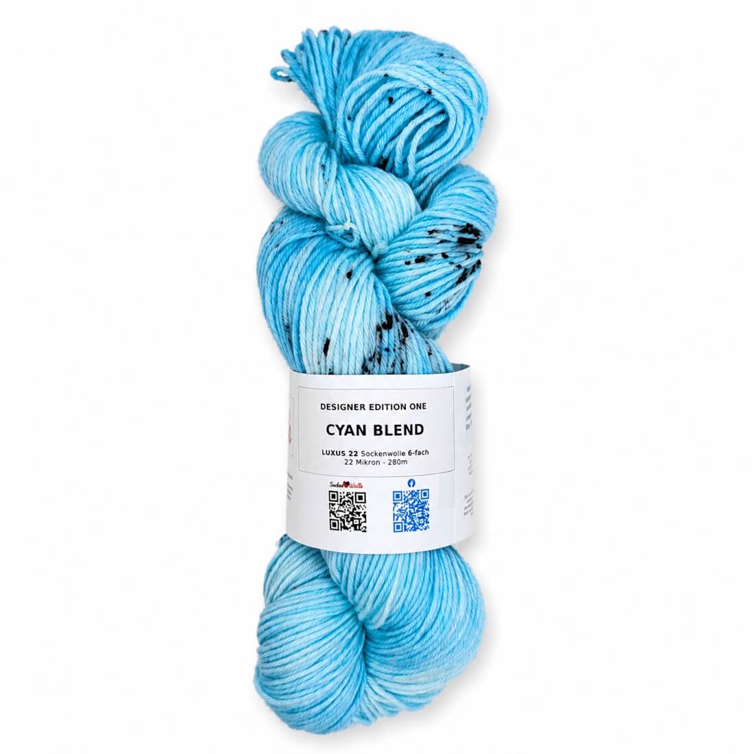 Sockenwolle LUXUS 22 "CYAN BLEND" | 6-fädig | 100g | handgefärbt – türkis