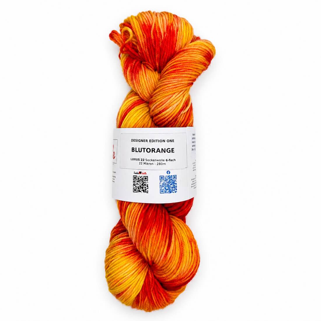 Sockenwolle LUXUS 22 "BLUTORANGE" | 6-fädig | 100g | handgefärbt – orange