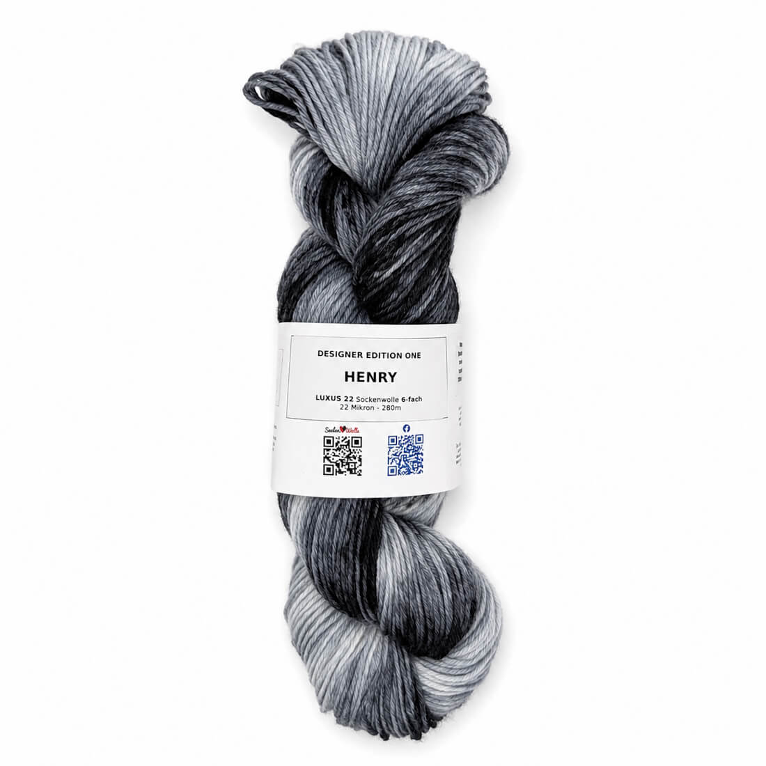 Sockenwolle LUXUS 22 "HENRY" | 6-fädig | 100g | handgefärbt – grau