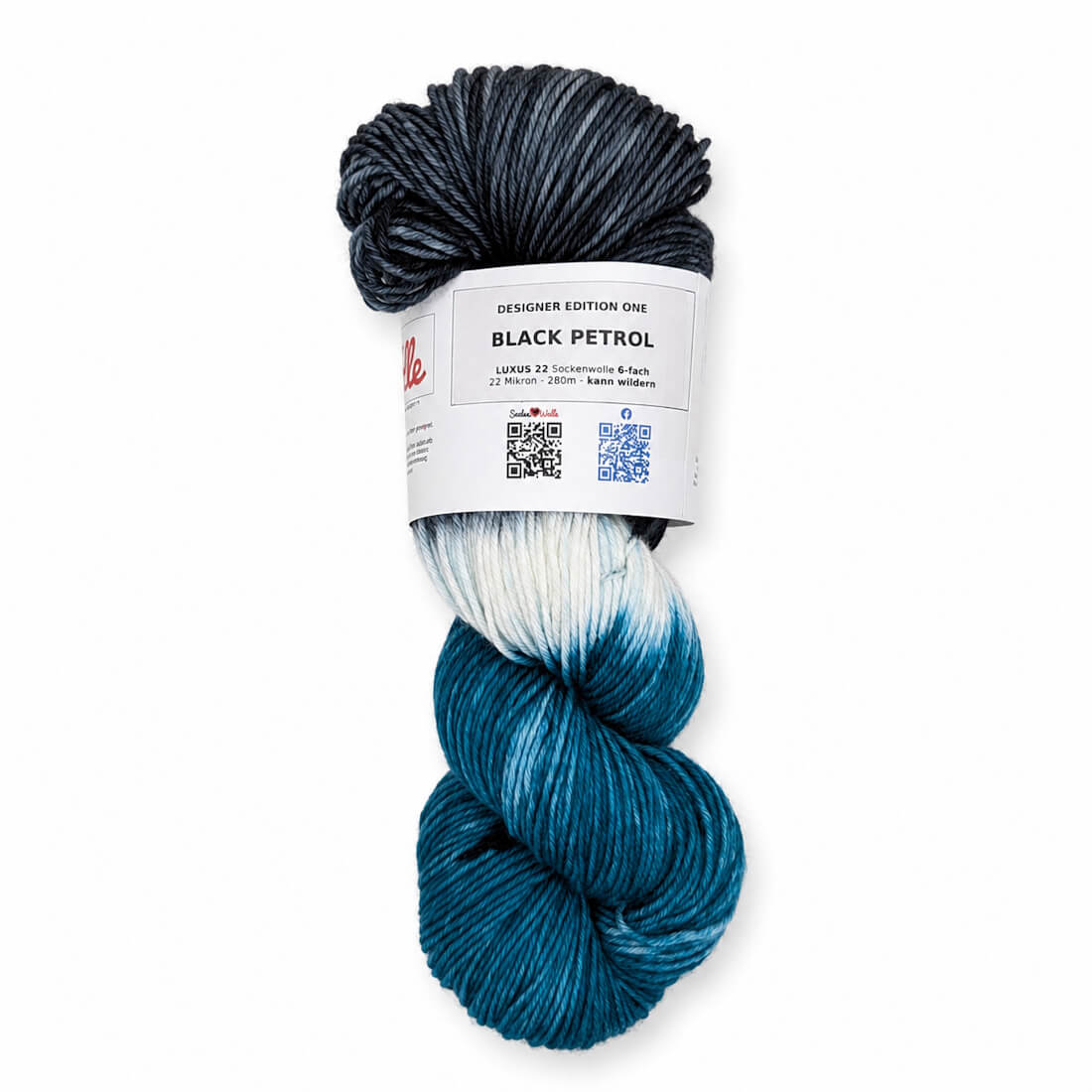 Sockenwolle LUXUS 22 "BLACK PETROL" | 6-fädig | 100g | kann wildern – petrol