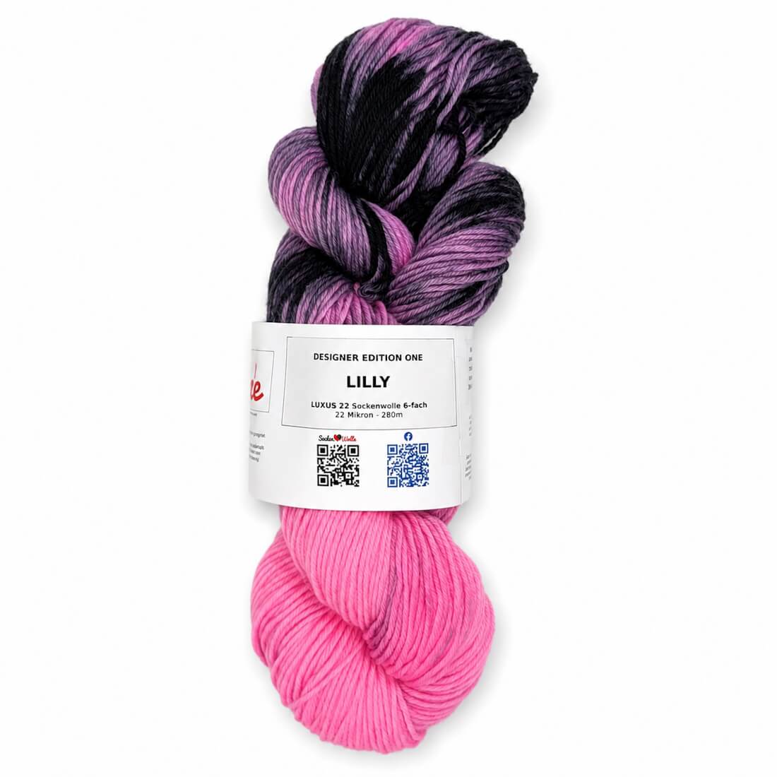 Sockenwolle LUXUS 22 "LILLY" | 6-fädig | 100g | handgefärbt – pink