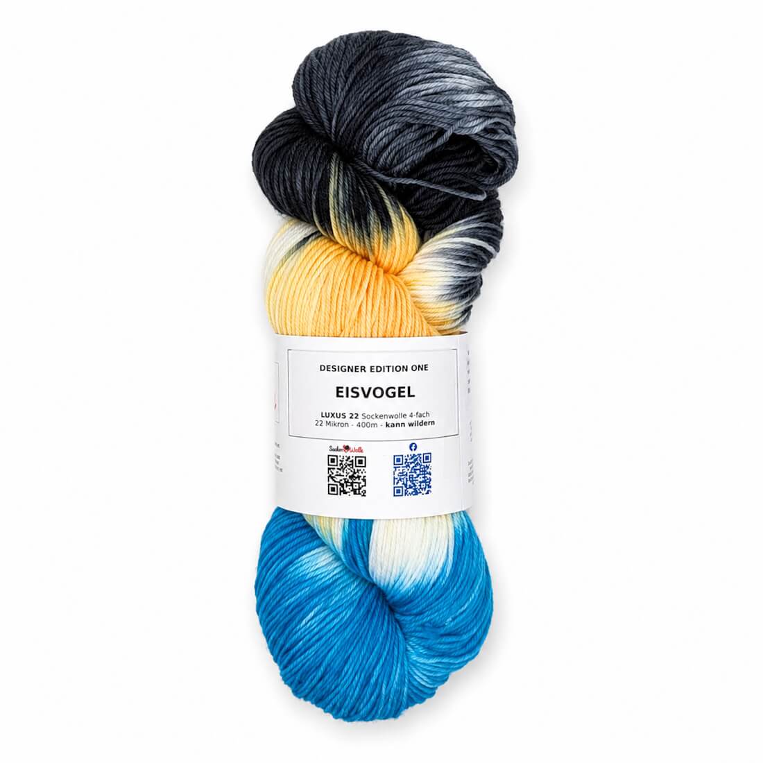Sockenwolle LUXUS 22 "EISVOGEL" | 4-fädig | 100g | kann wildern – anthrazit