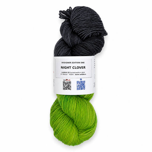 Sockenwolle LUXUS 22 "NIGHT CLOVER" | 4-fädig | 100g | kann wildern – schwarz