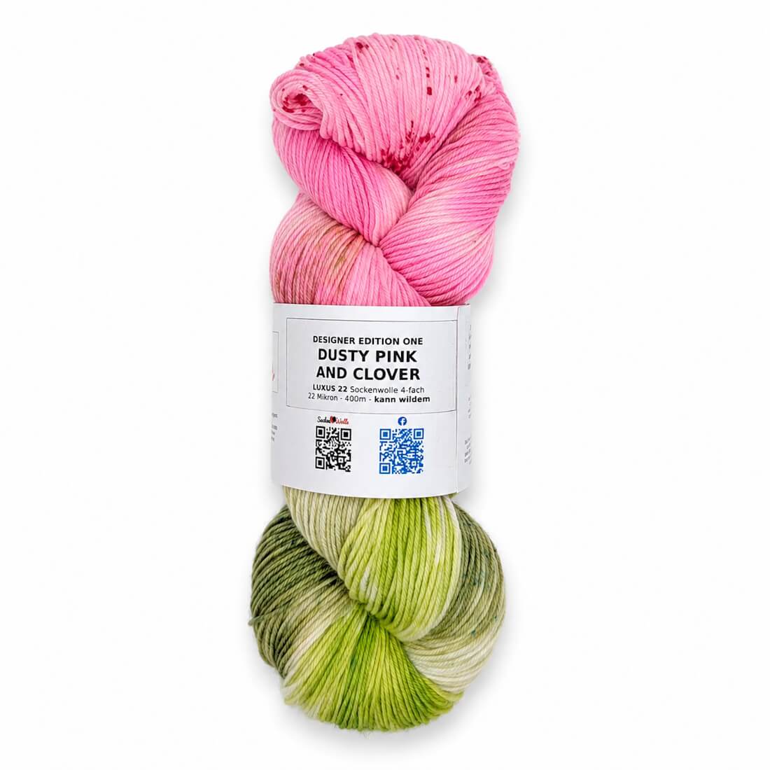 Sockenwolle LUXUS 22 "DUSTY PINK AND CLOVER" | 4-fädig | 100g | kann wildern – pink