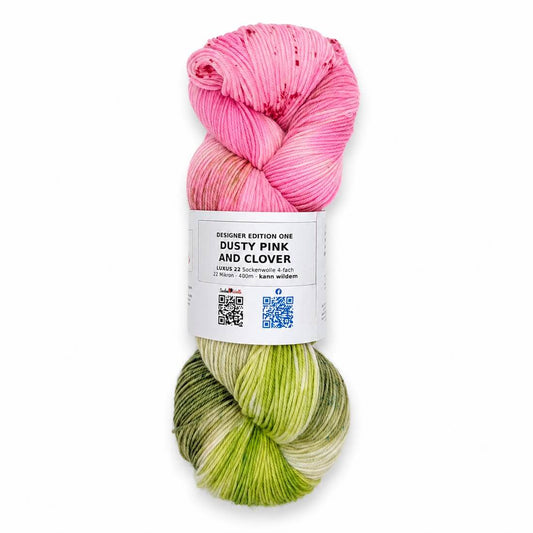 Sockenwolle LUXUS 22 "DUSTY PINK AND CLOVER" | 4-fädig | 100g | kann wildern – pink