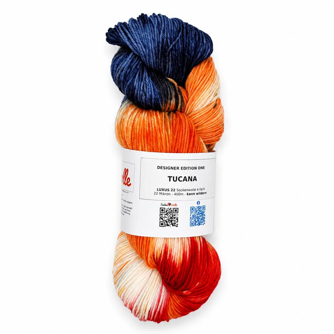 Sockenwolle LUXUS 22 "TUCANA" | 4-fädig | 100g | kann wildern – orange