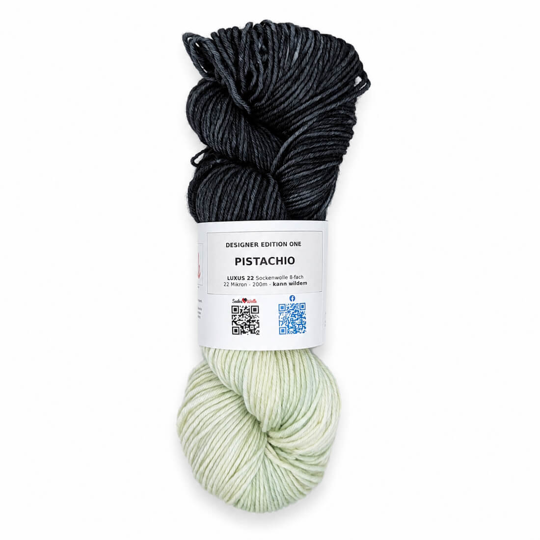 Sockenwolle LUXUS 22 "PISTACHIO" | 8-fädig | 100g | kann wildern – schwarz