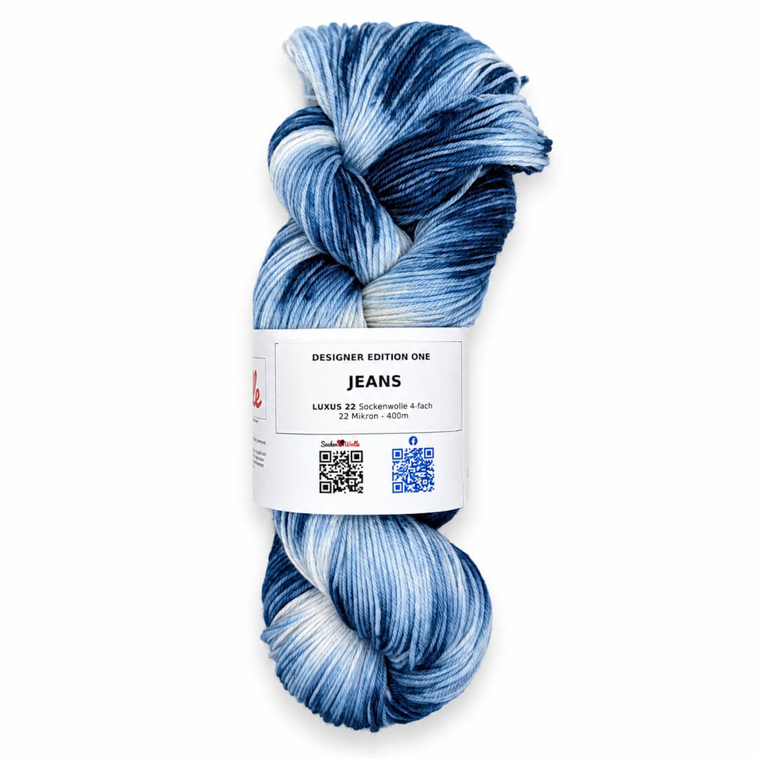 Sockenwolle LUXUS 22 "JEANS" | 4-fädig | 100g | handgefärbt – jeansblau