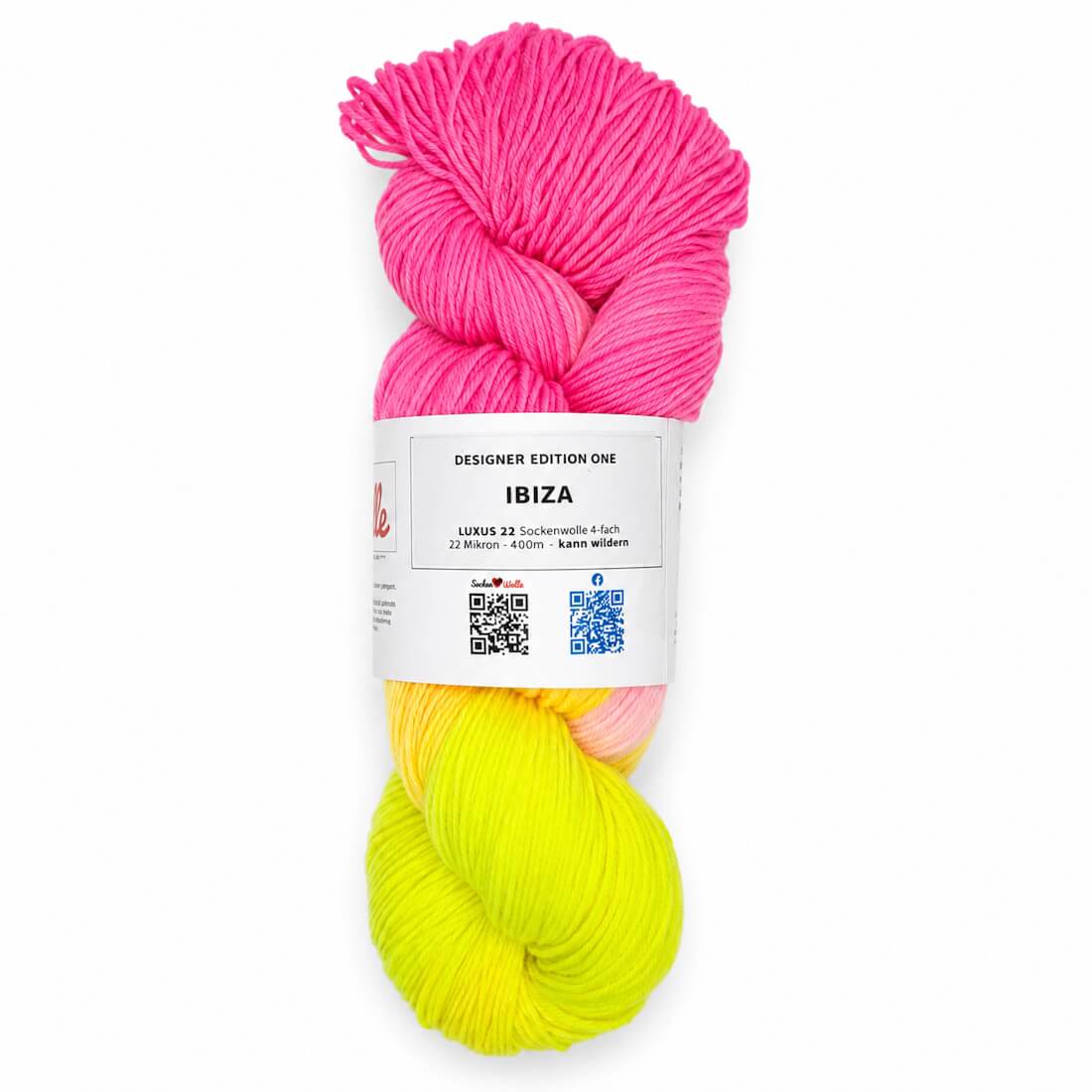 Sockenwolle LUXUS 22 "IBIZA" | 4-fädig | 100g | kann wildern – neonpink