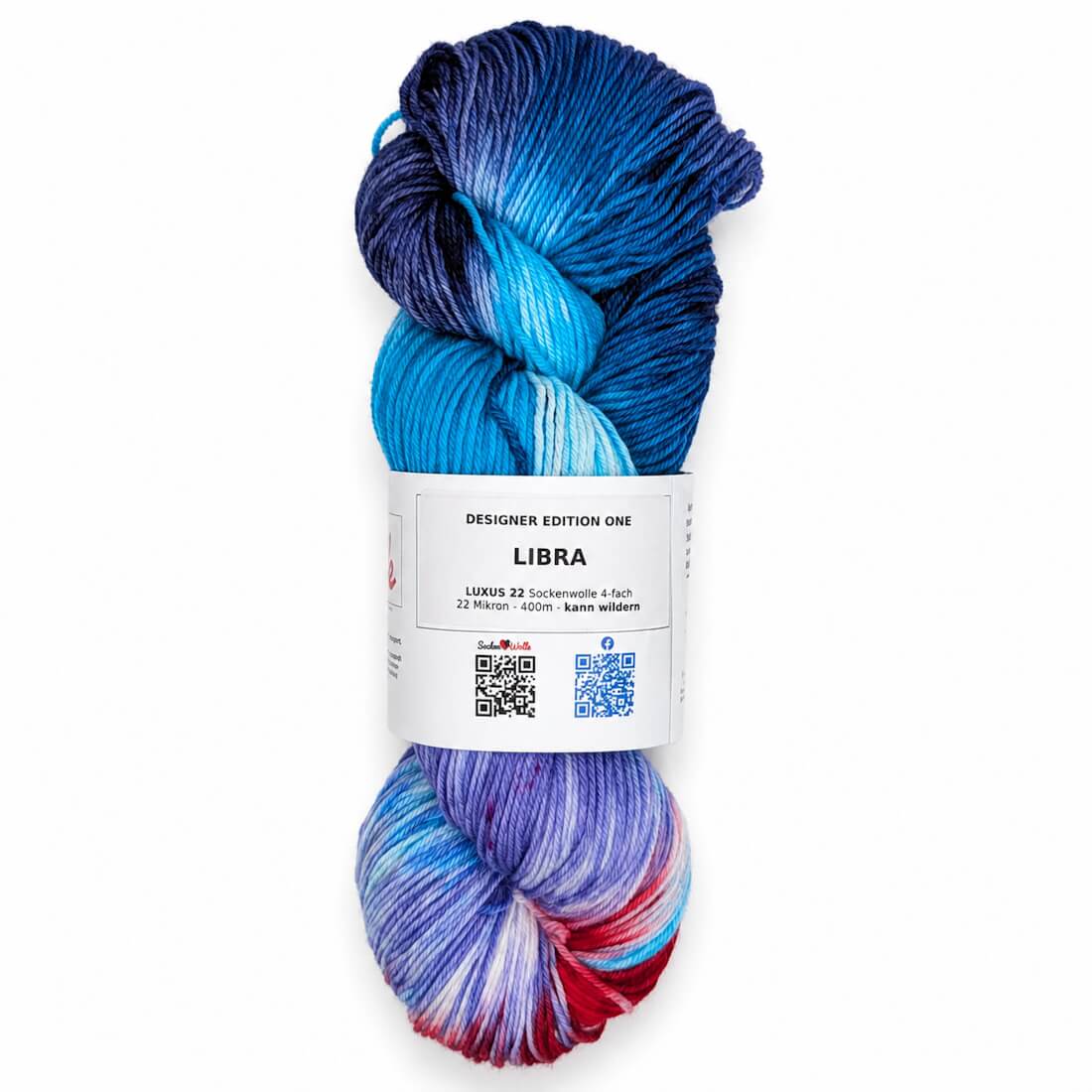 Sockenwolle LUXUS 22 "LIBRA" | 4-fädig | 100g | kann wildern – blau