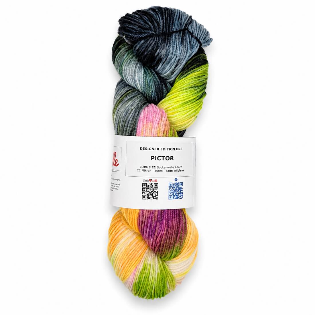 Sockenwolle LUXUS 22 "PICTOR" | 4-fädig | 100g | kann wildern – grau