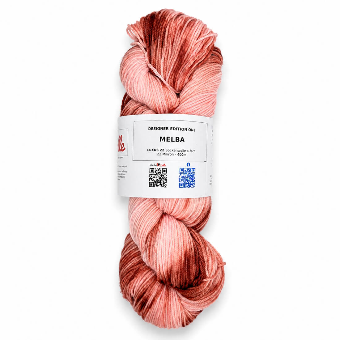 Sockenwolle LUXUS 22 "MELBA" | 4-fädig | 100g | handgefärbt – koralle