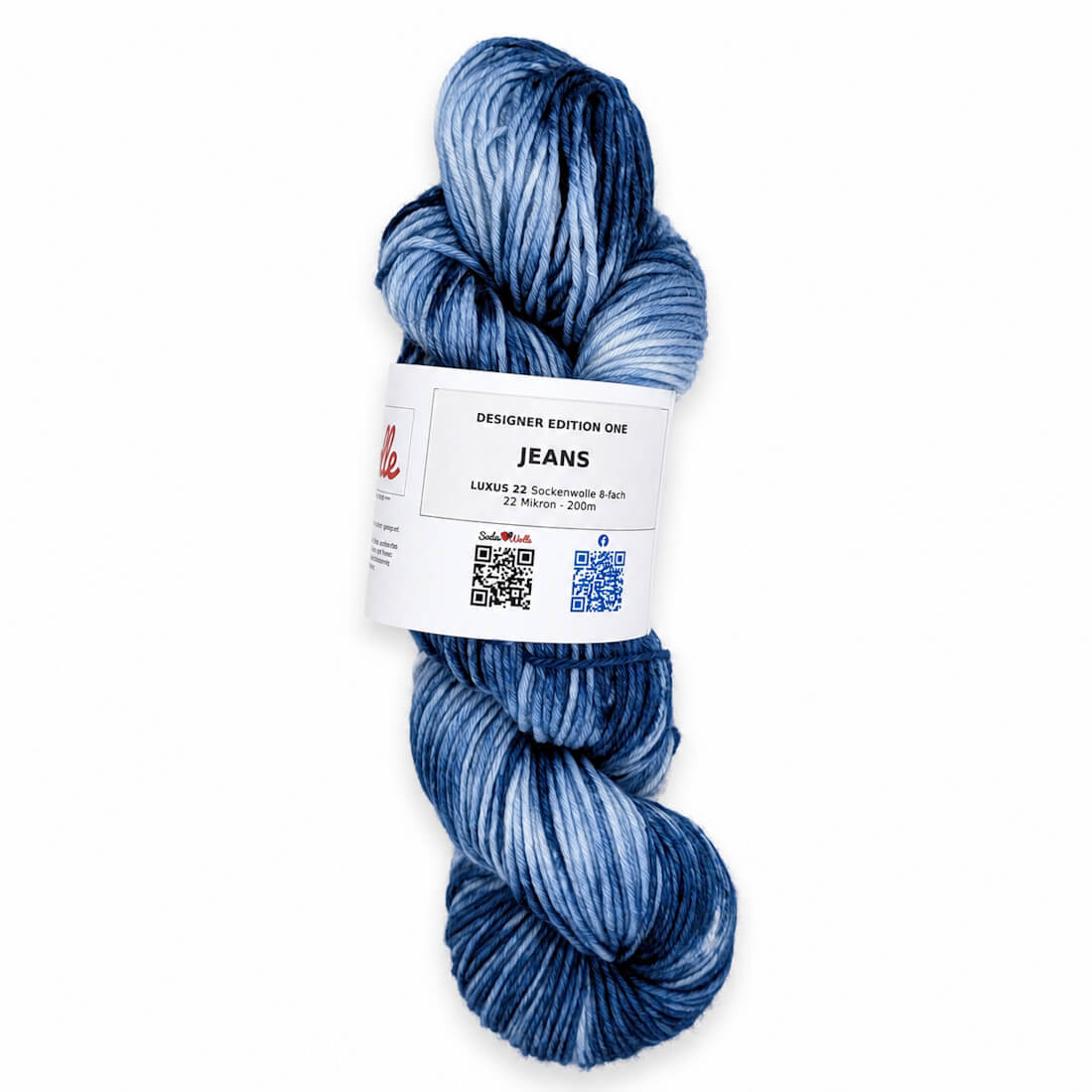 Sockenwolle LUXUS 22 "JEANS" | 8-fädig | 100g | handgefärbt – jeansblau