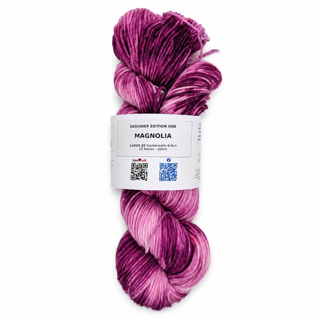 Sockenwolle LUXUS 22 "MAGNOLIA" | 8-fädig | 100g | handgefärbt – magenta