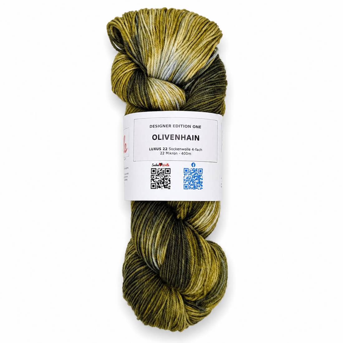 Sockenwolle LUXUS 22 "OLIVENHAIN" | 4-fädig | 100g | handgefärbt – olivgrün