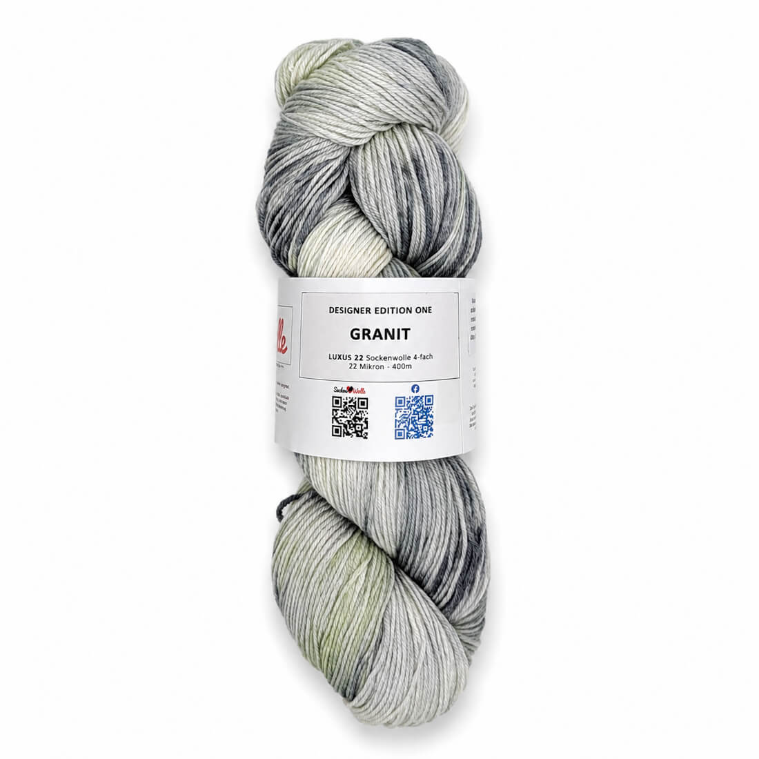 Sockenwolle LUXUS 22 "GRANIT" | 4-fädig | 100g | handgefärbt – grau