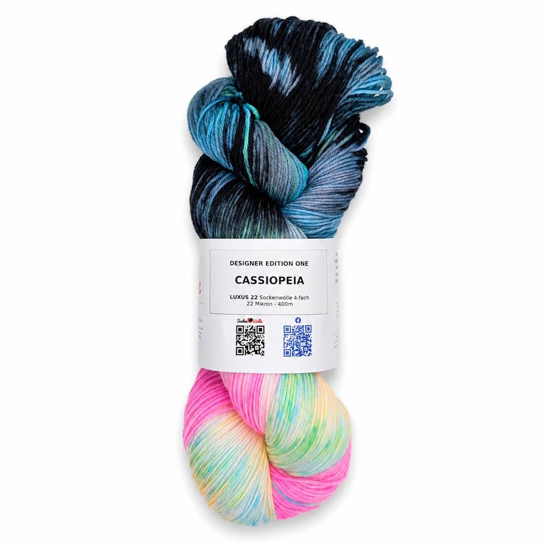Sockenwolle LUXUS 22 "CASSIOPEIA" | 4-fädig | 100g | handgefärbt – schwarz
