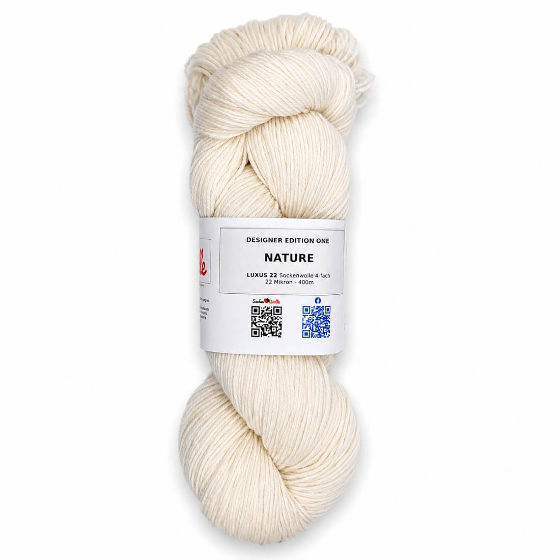 Sockenwolle LUXUS 22 "NATURE" | 4-fädig | 100g | handgefärbt – naturweiß