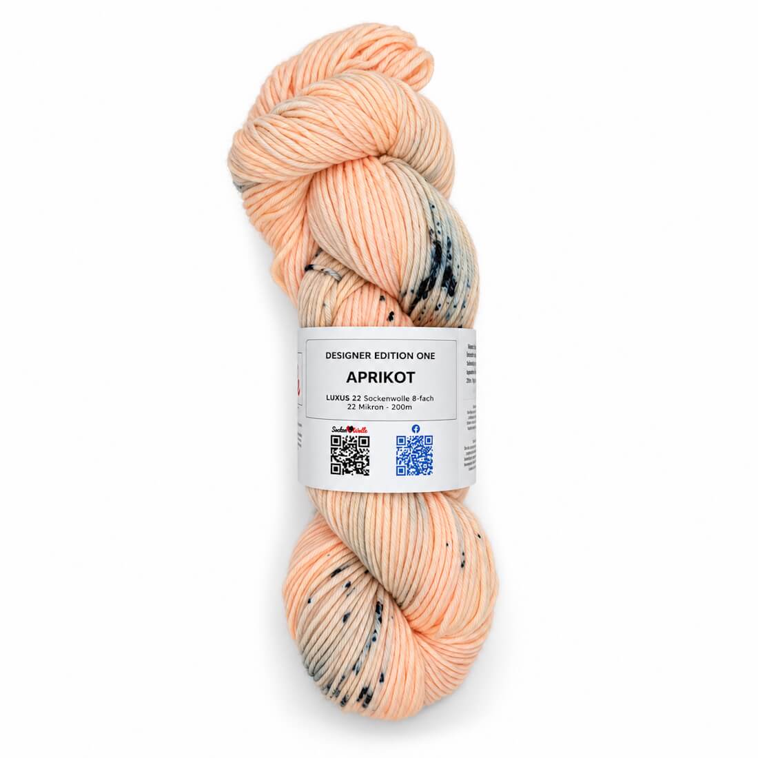 Sockenwolle LUXUS 22 "APRIKOT" | 8-fädig | 100g | handgefärbt – hellorange