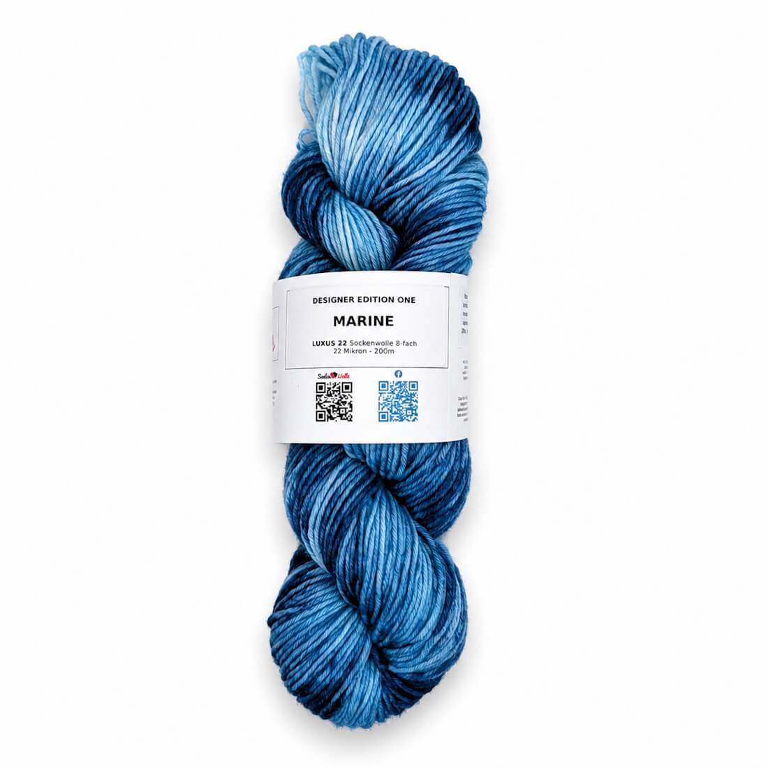 Sockenwolle LUXUS 22 "MARINE" | 8-fädig | 100g | handgefärbt – meerblau