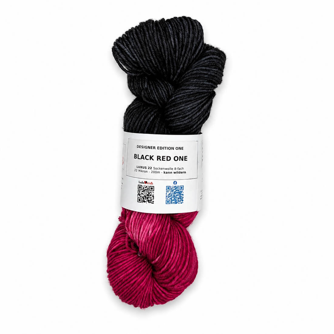 Sockenwolle LUXUS 22 "BLACK RED ONE" | 8-fädig | 100g | kann wildern – schwarz