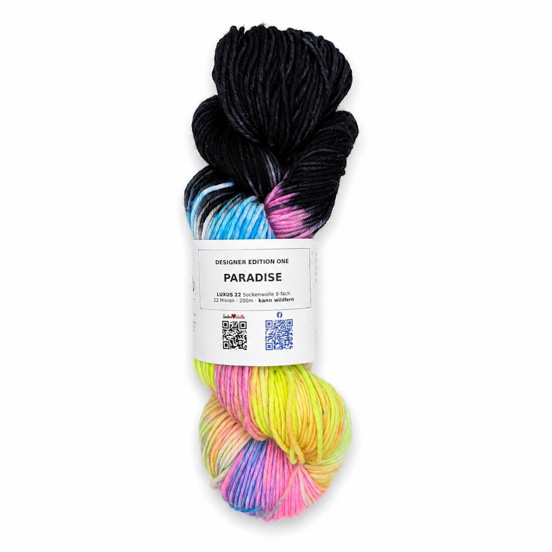Sockenwolle LUXUS 22 "PARADISE" | 8-fädig | 100g | kann wildern – schwarz
