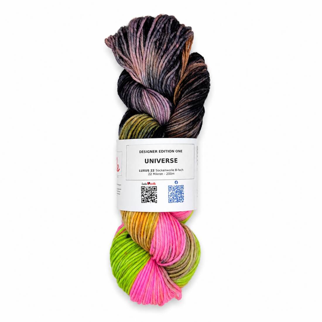 Sockenwolle LUXUS 22 "UNIVERSE" | 8-fädig | 100g | handgefärbt – schwarz